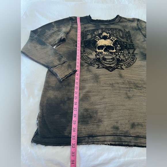 Affliction | Mens XL | Live Fast Reversible Shirt Distressed Thermal Long Sleeve - Picture 2 of 9